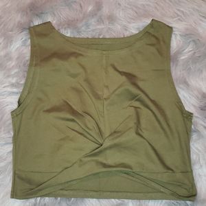 *NEW* Army Green Front Twist Crop Tank Top